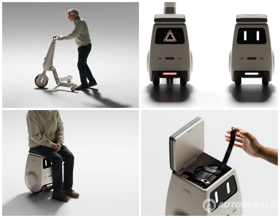 위모는 보행 보조도구는 물론 스쿠터, 물품 수납 등 다양한 기능과 함께 분리형 자율주행 로봇의 역할까지 할 수 있다. (출처:비핸스)