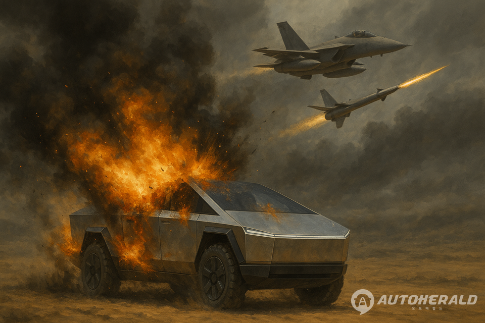 미 공군의 미사일 실사격 표적 차량으로 지목된 테슬라 사이버트럭. ‘총알도 못 뚫는다’던 방탄 성능이 이번엔 미사일 앞에서 시험대에 오른다.(출처:오토헤럴드 DB)