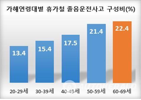 가해연령대별 휴가철 졸음운전사고 구성비 (출처: 한국도로교통공단)