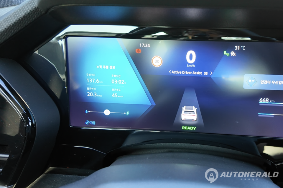 수도권 제1외곽순환도로를 중심으로 약 138km를 3시간가량을 고속으로 달린 그랑 콜레오스의 평균 연비는 20.3km/ℓ를 기록했다.(오토헤럴드 김흥식 기자)